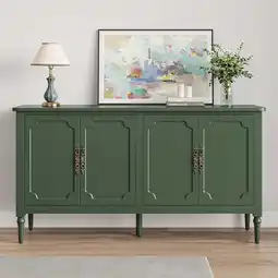 Walmart Royalcraft 4 Doors Adjustable Shelves Sideboard Buffet Cabinet with Storage, Green offer