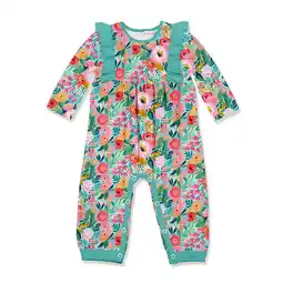 Walmart Millie Loves Lily Infant Girl Mint New Beginnings Floral Ruffle Trim 1-Piece Size 12M offer