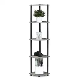 Walmart Furinno Turn-N-Tube 11.6W x 11.6D x 57.7H 5-Shelf Decorative Shelves, Gray and Black offer