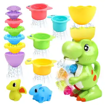 Walmart JoyStone 9 Pcs Dinosaur Bath Toy Set for Toddlers 1-3 Years, Spin Wheel & Watering Bottle offer