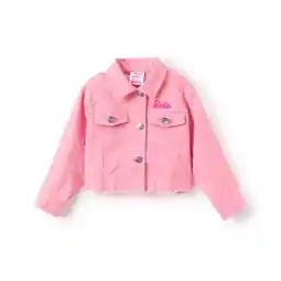 Walmart Barbie Girls Womens Jean Jacket Pink Letter Embroidered Long Sleeves Denim Jacket offer