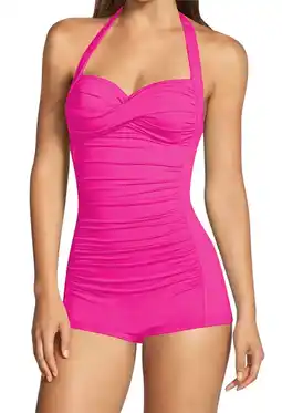 Walmart Pink Queen 2025 Women's Ruched Boyleg Swimsuit with Push-Up Tummy Control S-XL offer