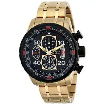 Walmart Invicta Aviator Chronograph Black Dial Gold-plated Men's Watch 17206 offer