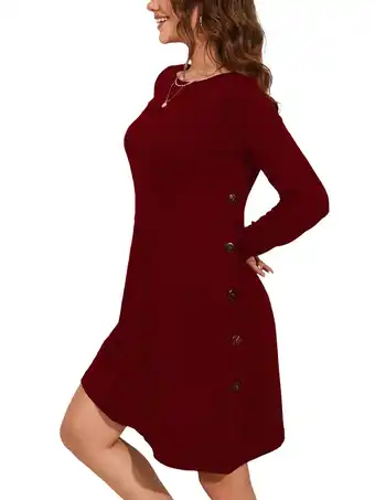 Walmart Chiclily Women's Tunic Sweater Dress Loose Fitting Winter Dress for Women, US Size Large in Wine Red offer