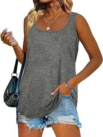 Walmart MOSHU Summer Womens Tank Tops U Neck Casual Flowy Sleeveless Shirts for Women offer