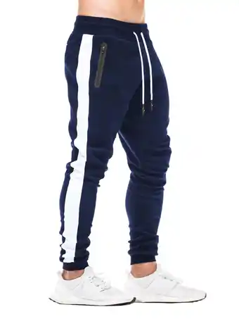 Walmart FEDTOSING Men's Gym Sweatpants Drawstring Navy Running Joggers Trackpants with Zipper Pockets offer