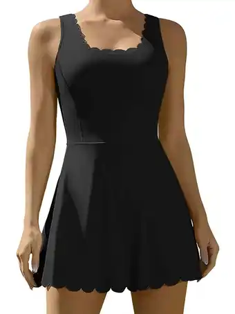 Walmart Women Tennis Dress Built-in Bra Workout Athletic Golf Dresses with Shorts and Pockets offer