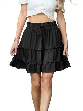 Walmart JWD Women's Short Skirt Summer Pleated Elastic Short Skirt Drawstring Mini Skirts Black L offer