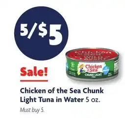 Family Dollar Chicken of the Sea Chunk Light Tuna in Water offer