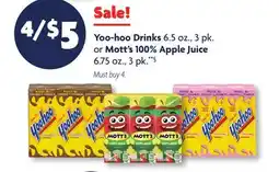 Family Dollar Yoo-hoo Drinks 6.5 oz., 3 pk. or Mott's 100% Apple Juice 6.75 oz., 3 pk offer