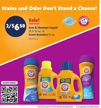 Family Dollar Arm & Hammer Liquid 32.5-33 oz. or Scent Boosters 15 oz offer