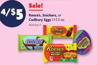 Family Dollar Reese's, Snickers, or Cadbury Eggs offer