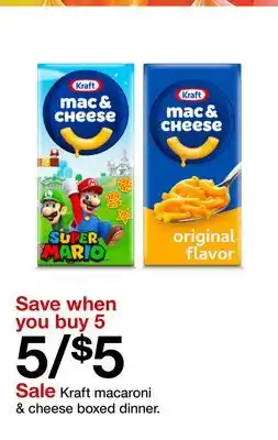 Target Kraft macaroni & cheese boxed dinner offer