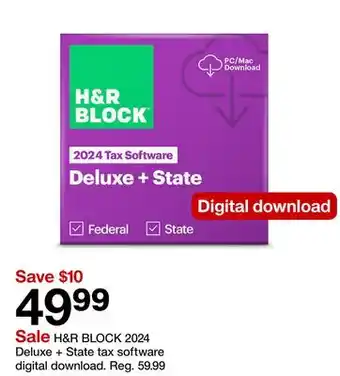 Target H&R BLOCK 2024 Deluxe + State tax software digital download offer