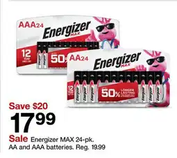 Target Energizer MAX 24-pk. AA and AAA batteries offer