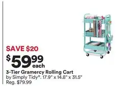 Michaels 3-Tier Gramercy Rolling Cart by Simply Tidy offer