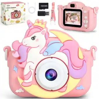 Walmart Wisairt Kids Camera, Toddler Camera Toy with Card Reader 32GB SD Card 1080P, Kids Gift for 3-12 Pink offer