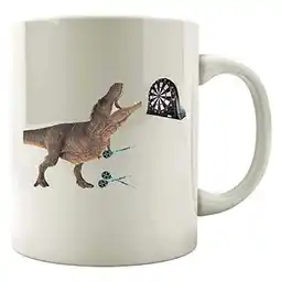 Walmart Funny Billiards - Dinosaur Playing Darts - Dartboard Pool Players Humor - Mug offer