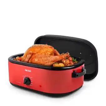 Walmart Aroma 18Qt. Electric Roaster Oven with High Dome Lid, 8X Bonded Granite Enamel, New-Red (ART-718RH) offer