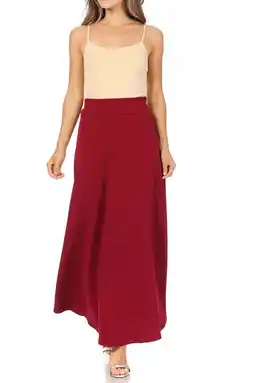 Walmart Women's Casual Solid High Waisted Flare A-line Long Skirt with Elastic Waistband offer