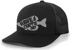 Walmart Mens Crappie Hat Have A Crappie Day Mens Mesh Back Trucker Hat, Black/Black offer