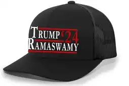 Walmart Mens Trump Hat Trump Ramaswamy '24 Mesh Back Trucker Hat, Black/Black offer