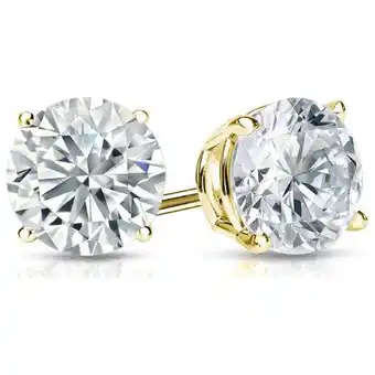 Walmart Paris Jewelry 14K Yellow Gold Created White Diamond Round 6mm Stud Earrings Plated offer