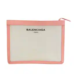 Walmart Pre-Owned Balenciaga Classic 410119 Women's Canvas,Leather Clutch Bag Ivory,Salmon Pink (Good) offer