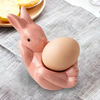 Walmart perfk Ceramic Rabbit Egg Cup Modern for Soft Boiled Egg for Breakfast Table Easter Pink offer