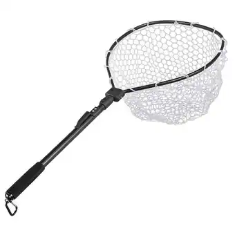 Walmart Folding Fly Fishing Net Fish Landing Net Trout Bass Net Soft Clear Rubber Mesh offer