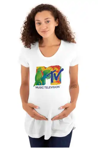 Walmart Retro MTV Tropical Parrot Logo Women's Maternity T Shirt Tee Brisco Brands S offer