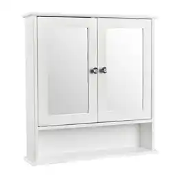 Walmart Zimtown Bathroom Medicine Cabinet Mirror, Wall Mount Storage with 2 Mirror Doors and Shelves, White offer