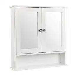 Walmart Zimtown Bathroom Medicine Cabinet Mirror, Wall Mount Storage with 2 Mirror Doors and Shelves, White offer