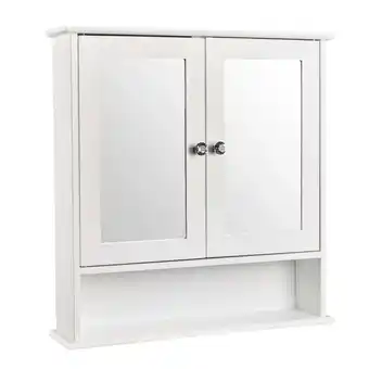 Walmart Zimtown Bathroom Medicine Cabinet Mirror, Wall Mount Storage with 2 Mirror Doors and Shelves, White offer