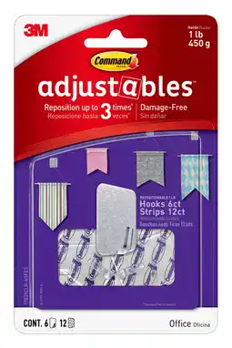 Walmart Command Adjustables Repositionable Hooks, Clear, 6 Wall Hooks offer