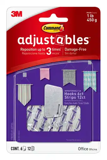 Walmart Command Adjustables Repositionable Hooks, Clear, 6 Wall Hooks offer