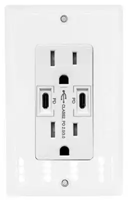 Walmart 18W Dual USB Type C With Power Delivery Wall Outlet With Dual Tamper-Resistant Plugs (1, White) offer