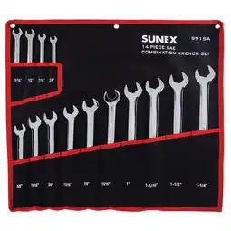 Walmart Sunex 9915A 14pc Fractional SAE Full Polish V-Groove Combination Wrench Set offer