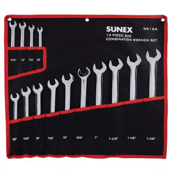 Walmart Sunex 9915A 14pc Fractional SAE Full Polish V-Groove Combination Wrench Set offer