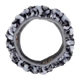 Walmart Unique Bargains Gray 36-40cm Leopard Faux Fur Car Steering Wheel Cover Universal offer