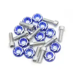 Walmart Unique Bargains 12 Pcs 6mm Thread Dia Blue Carved Style Motorcycle License Plate Bolts Screws offer