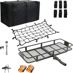 Walmart TUFFIOM 60x24x6 Hitch Mount Folding Cargo Carrier with Lock, Black offer