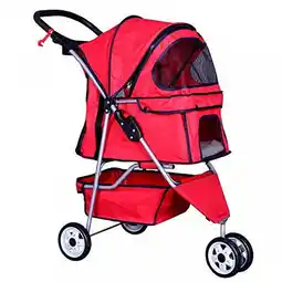 Walmart Best Pet 3 Wheels Folding Pet Stroller Cat Dog Cage Travel Carrier Red offer