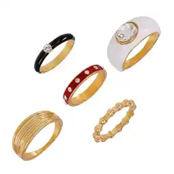 Walmart Time and Tru Women's Stone and Epoxy Band Ring Set, 5-Piece offer