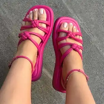 Walmart Cethrio Sandals for Women Solid Beach Casual Summer Hot Pink Sandals Shoes Size 40 offer