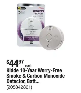 The Home Depot Kidde 10-Year Worry-Free Smoke & Carbon Monoxide Detector, Battery Powered, with Voice Alarm offer