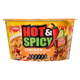 Walmart Nissin Foods Hot & Spicy Ramen Noodle Soup, Chicken Flavor, 4.55 oz Bowl, Shelf-Stable offer