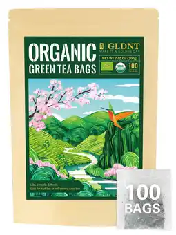 Walmart GLDNT Organic Green Tea Bags, Fresh & Smooth Flavor, Super Antioxidant, Caffeinated, 100 Count offer