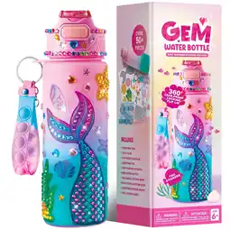 Walmart SYNCFUN Decorate Your Own Mermaid Water Bottle Kit for Girls ,20 oz Crafting Fun with Gem Stickers offer