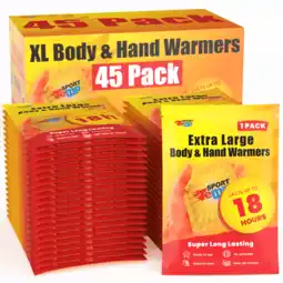 Walmart Sport Temp X Large Body & Hand Warmers (45 Count) - up to 18 Hours of Heat -Air Activated offer